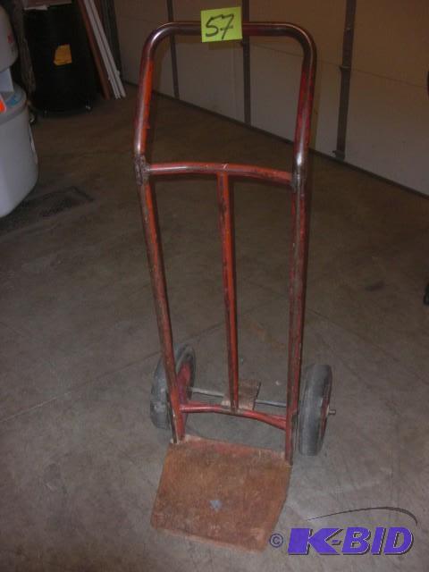 lot 57 image: 2 wheel cart. Solid Rubber Tires...