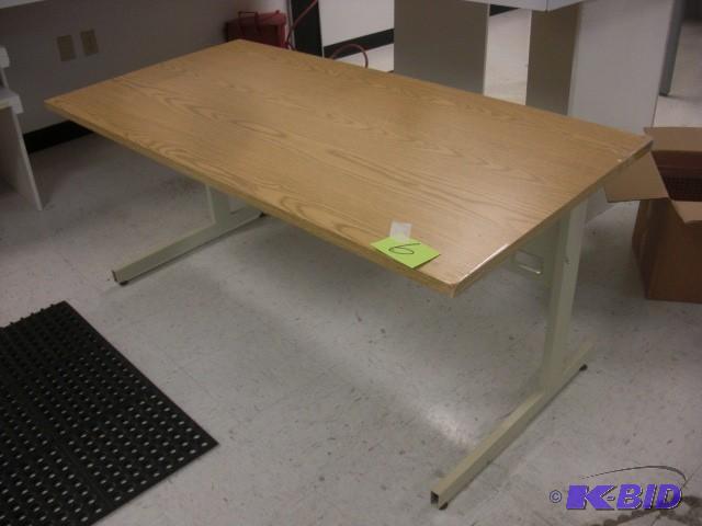 lot 6 image: Work Table. Simulated wood top, Met...