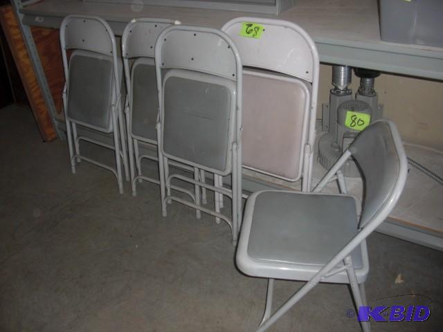 lot 68 image: 5 Metal with padded seat, folding c...