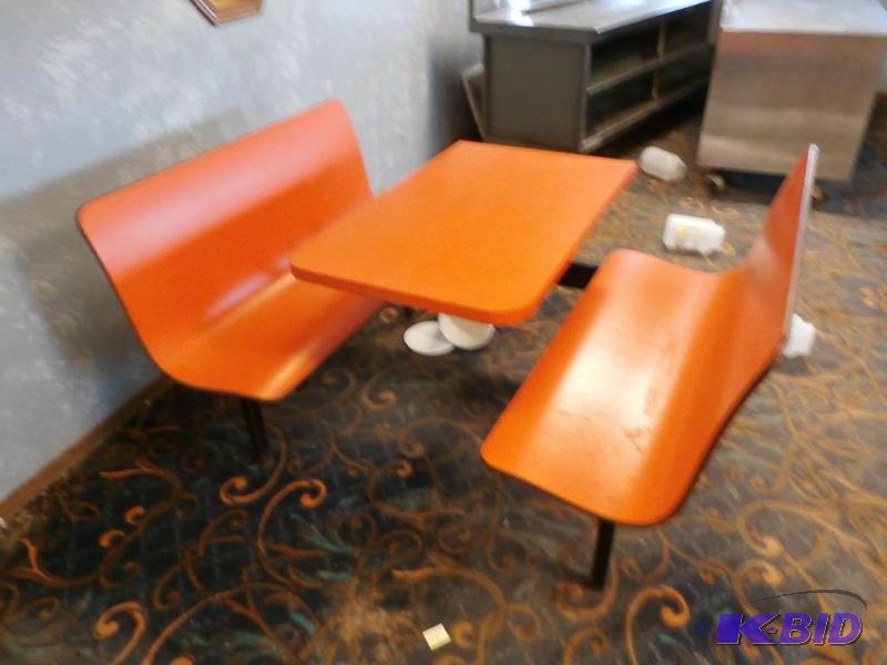 orange booth seats 4 nice condition...