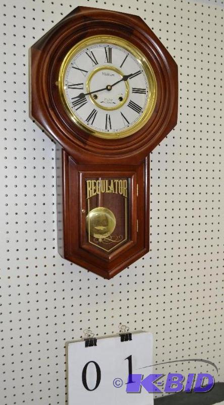 lot 1 image: Waltham 31 Day Chime clock