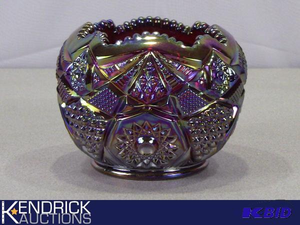 lot 135 image: Rare Peacock Purple Antique Fenton Carnival Glass Dish