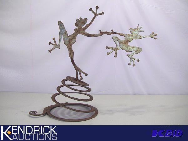 lot 36 image: Metal Dancing Tree Frog Spring Art