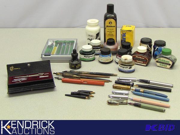 lot 39 image: Vintage Lot of Fountain Pens and Ink