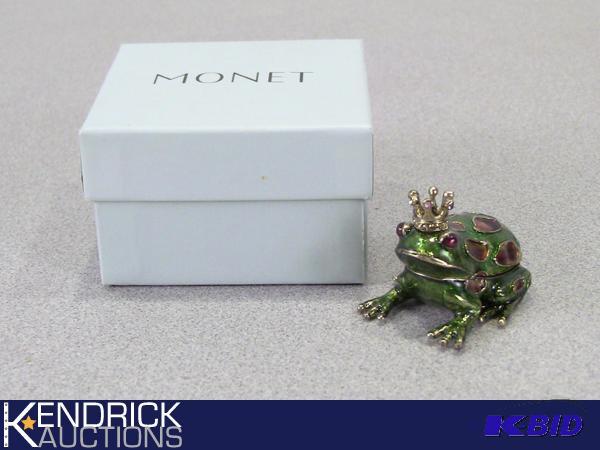 lot 75 image: Monet Embellished Collectible Frog Trinket Box RETIRED