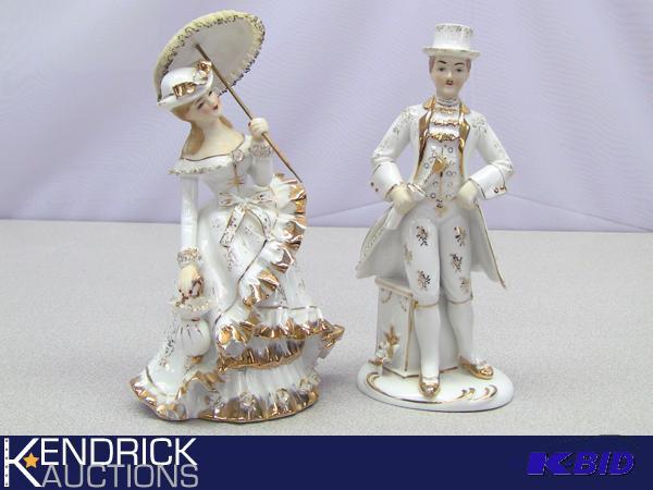 lot 82 image: 2 Mint Condition Vintage Lefton Victorian Figurines