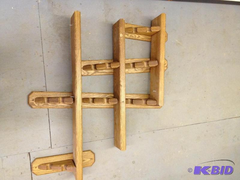 lot 25 image: Solid Wood 3 Tier Wall Shelving System