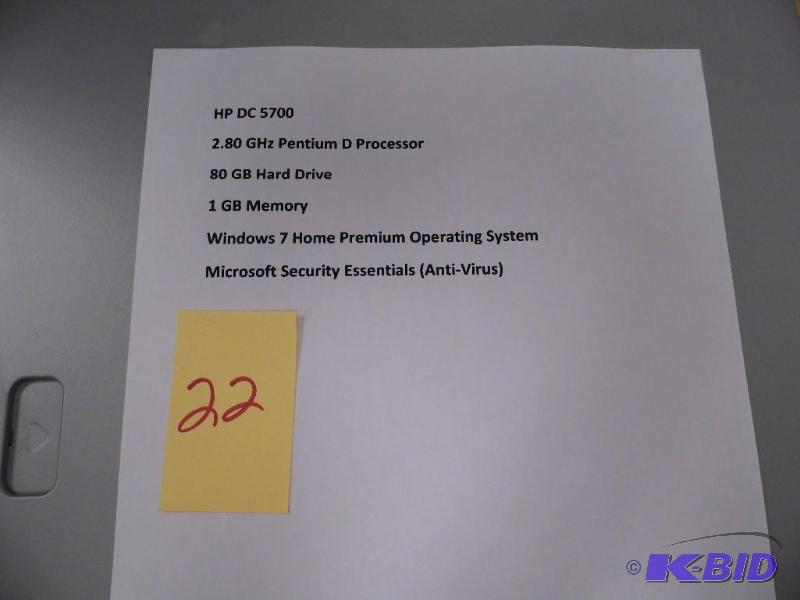 lot 22 image: HP DC5700 CPU