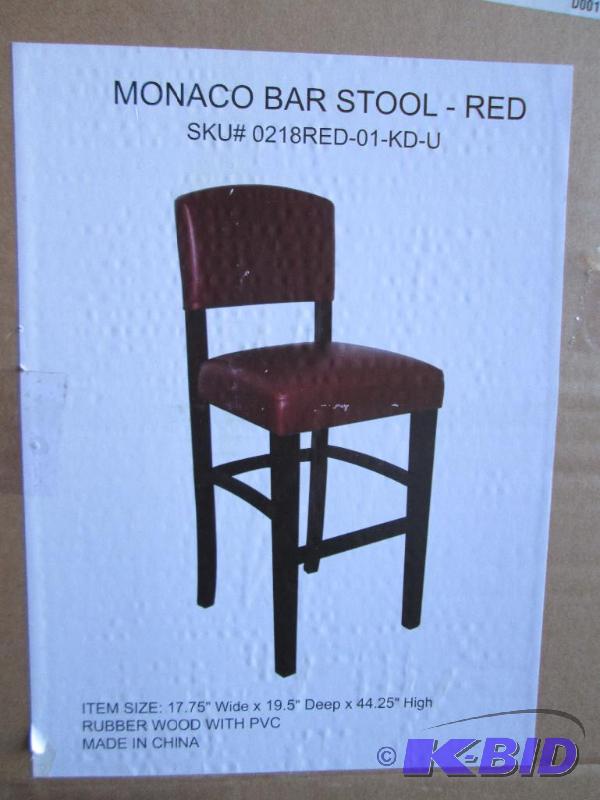 lot 123 image: Monaco bar stool in red. New in uno...