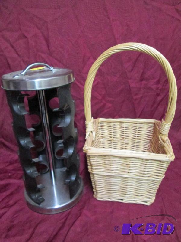 lot 134 image: Spice rack and bread basket. There ...