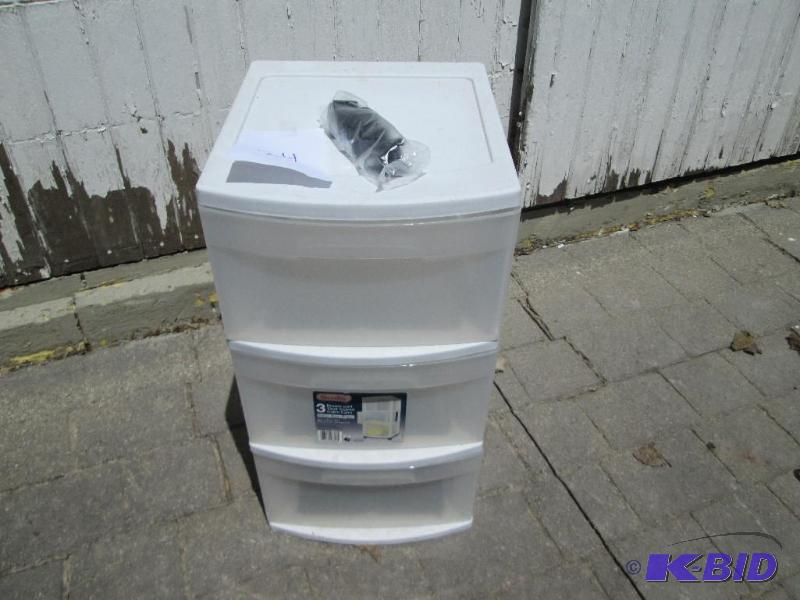 lot 24 image: Sterilite 3 drawer storage unit wit...