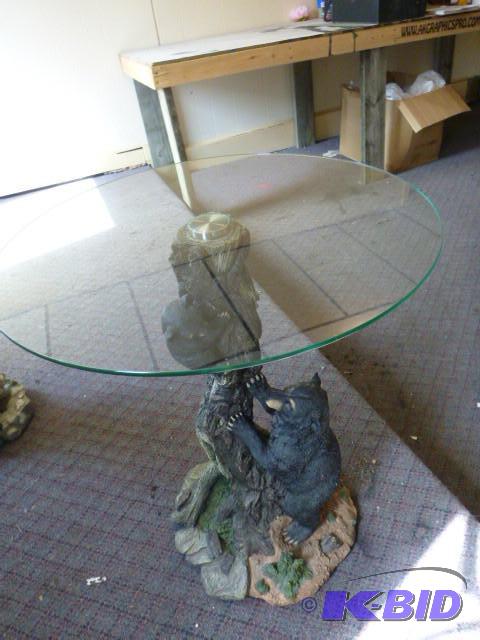 Plastic End Table with Glass Top 24...