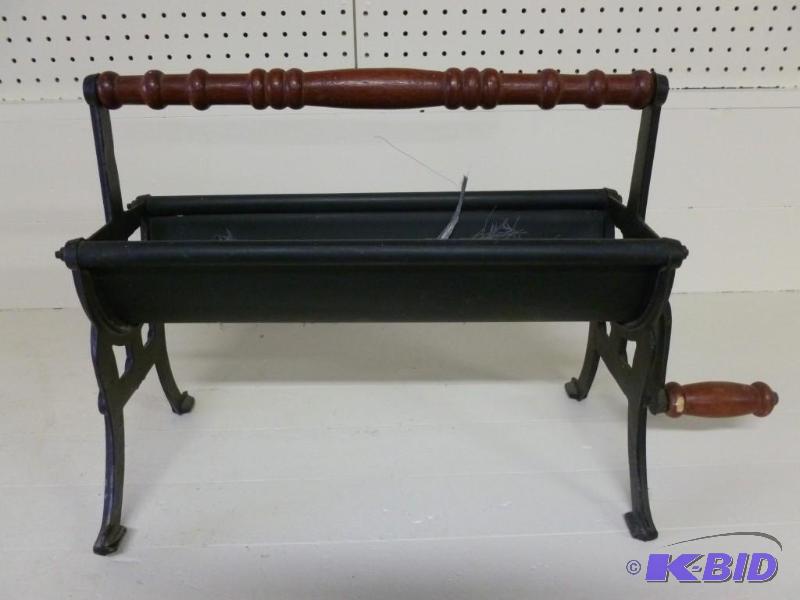 lot 184 image: Large cast metal hand log roller th...