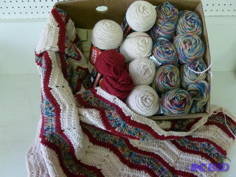lot 217 image: Lot of ten new rolls of yarn and a ...