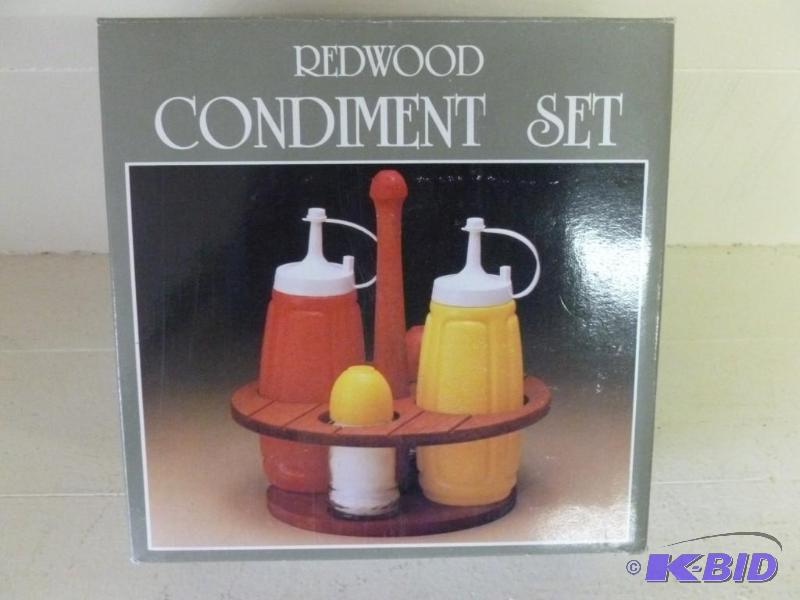 lot 255 image: Redwood condiment set, brand new in...