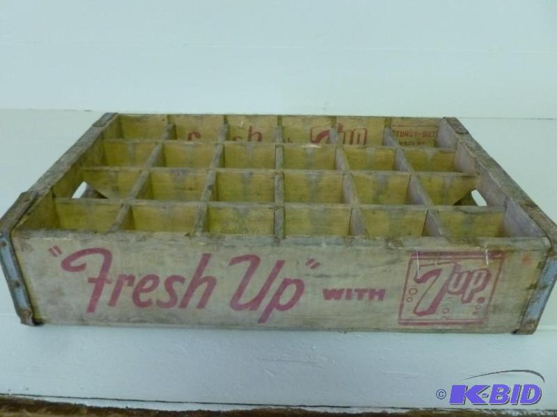 lot 27 image: Vintage 7Up wooden product crate th...