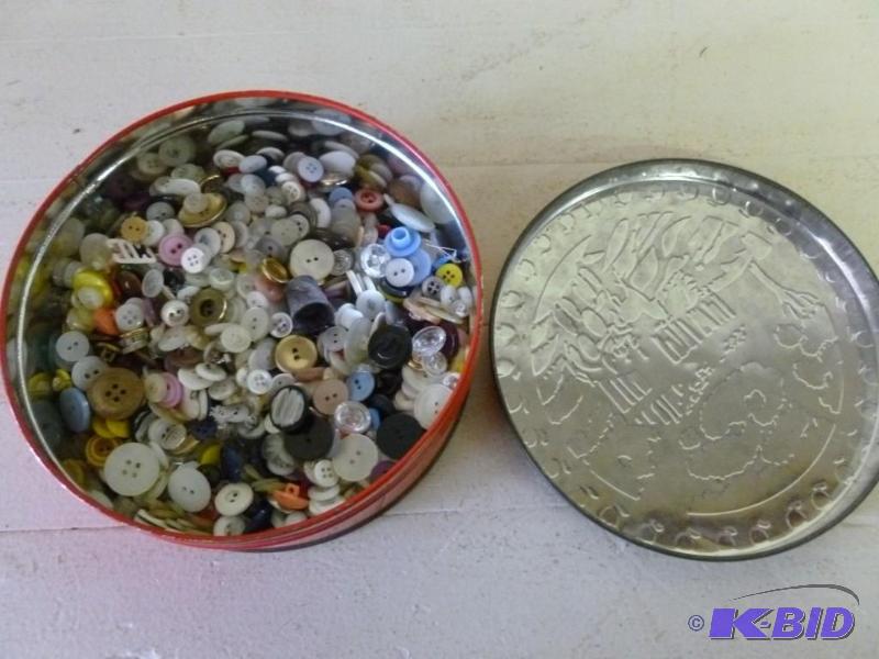 lot 281 image: Metal container of buttons, some vi...