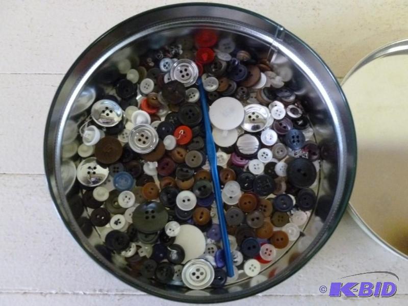 lot 282 image: Metal container of buttons, some vi...