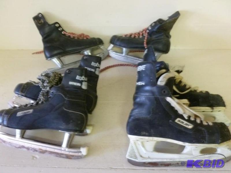 lot 308 image: Lot of three pairs of hockey skates...