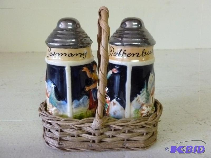 lot 322 image: German stein, porcelain salt and pe...