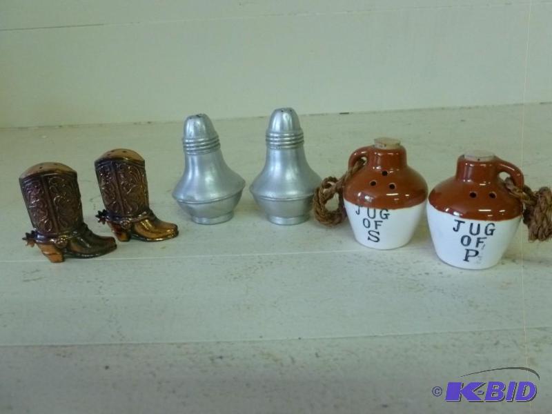 lot 330 image: Lot of three salt and pepper shaker...