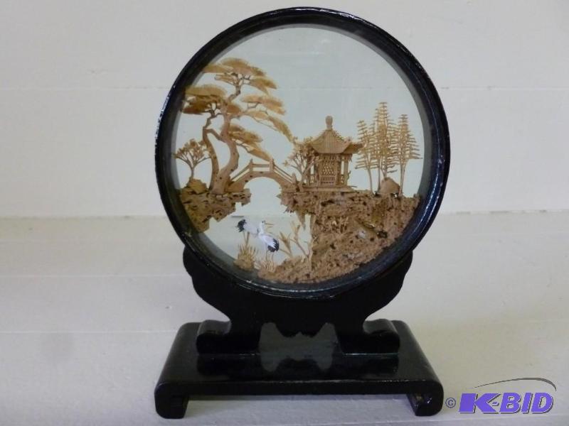 lot 77 image: Vintage San You wood framed Orienta...