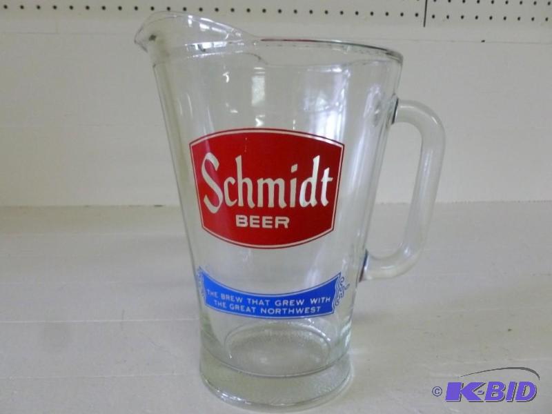 lot 81 image: Vintage Schmidt painted glass beer ...