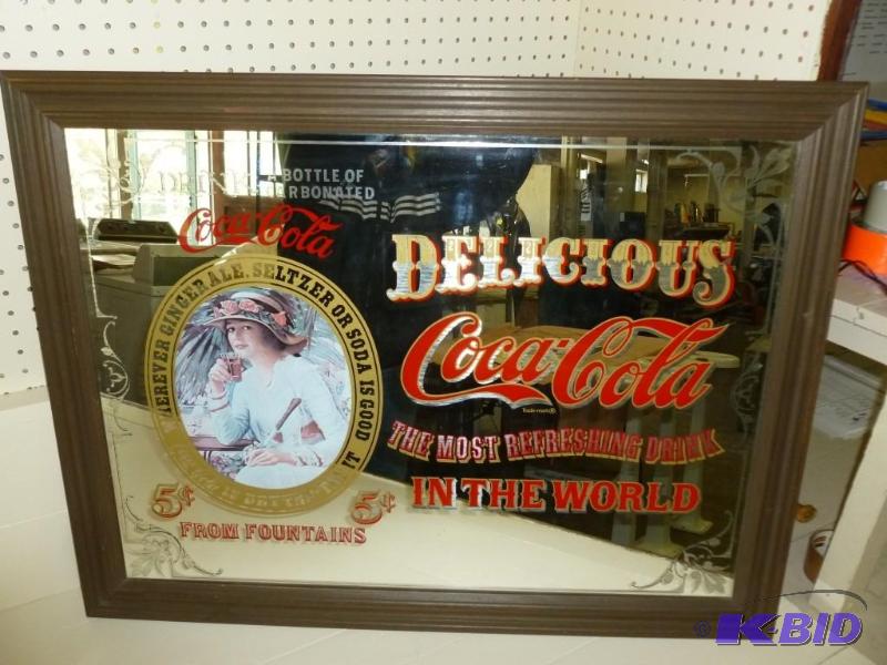 lot 9 image: Large Coca-Cola wood framed adverti...