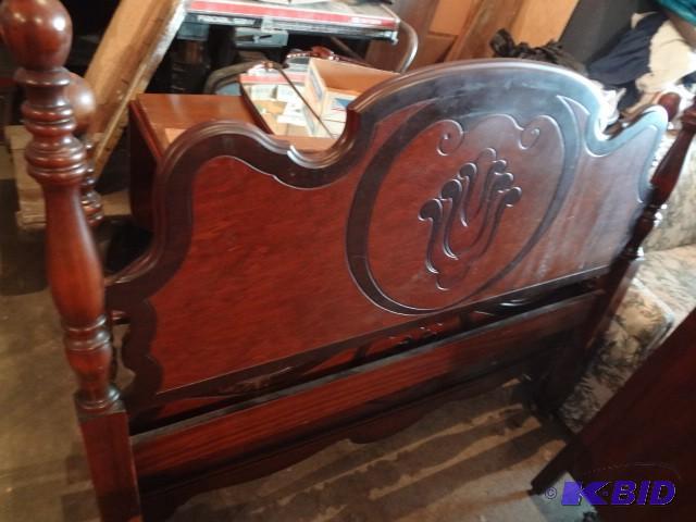 lot 153 image: Neat old Head Board, Foot Board, si...