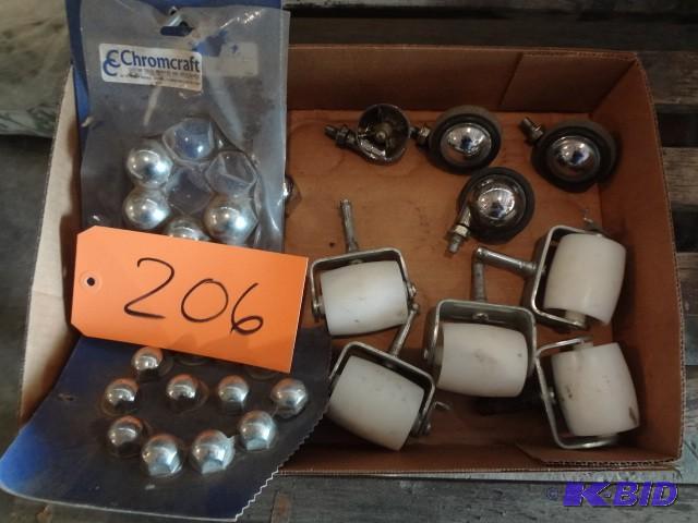 lot 206 image: Casters, Chrome Nut Covers...