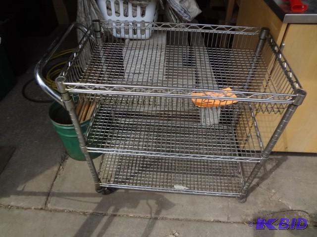 lot 218 image: Chrome 3 shelf on wheels...