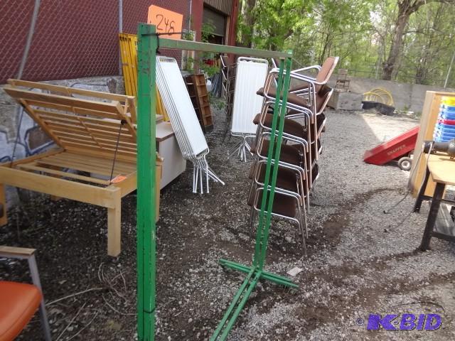 lot 248 image: Pair of green metal racks, wheeled...