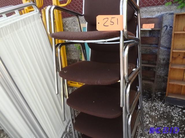 lot 251 image: (5) chrome upholstered chairs...