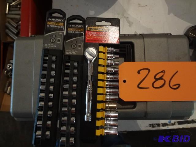 lot 286 image: (3) small socket sets, SAE and metr...