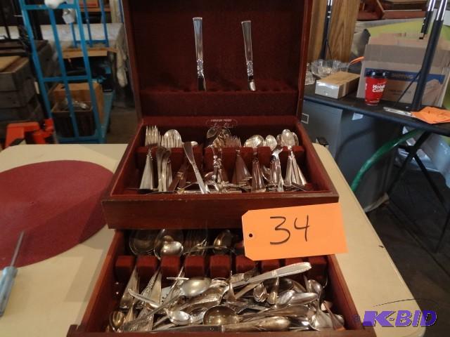 lot 34 image: Chest of Silver Flatware...