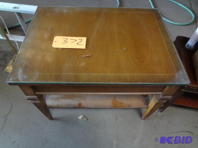 lot 372 image: Glass top small table...