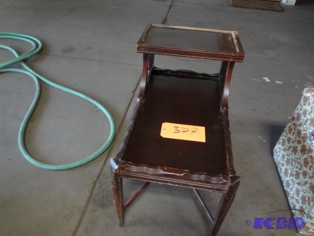 lot 377 image: Old wooden end table...