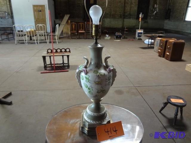 lot 414 image: Ornate porcelain lamp, beautiful...