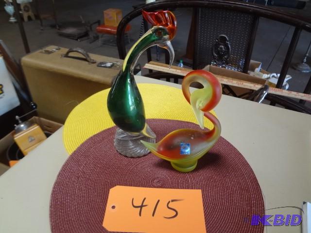 lot 415 image: Pair of glass birds...