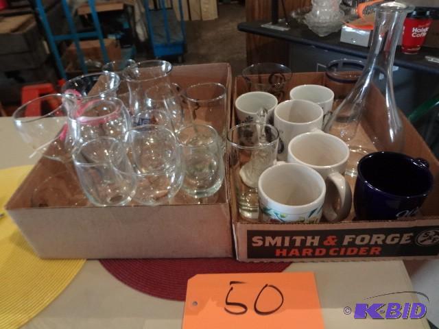 lot 50 image: (2) Flats Barware and cups...