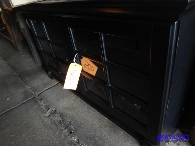 lot 500 image: Dark,Low, Glass Front Cabinet...