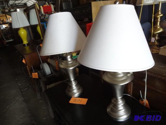lot 501 image: Pair of Silver Lamps...