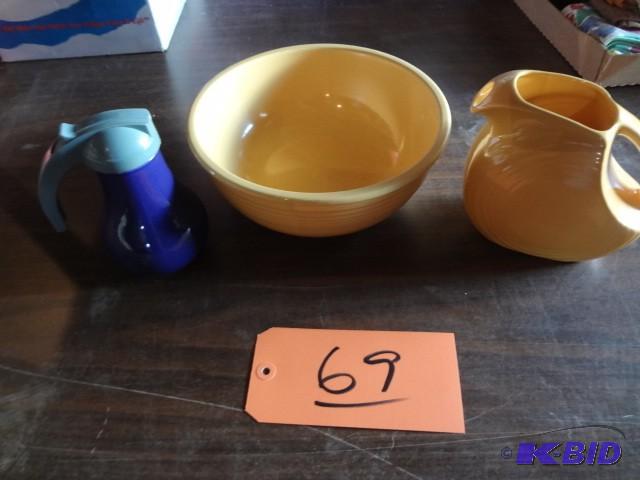 lot 69 image: (3) Pieces Fiesta Ware. CHECK OUT T...