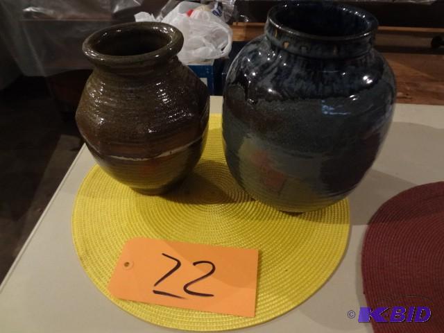 lot 72 image: Two Pottery Pieces Signed...