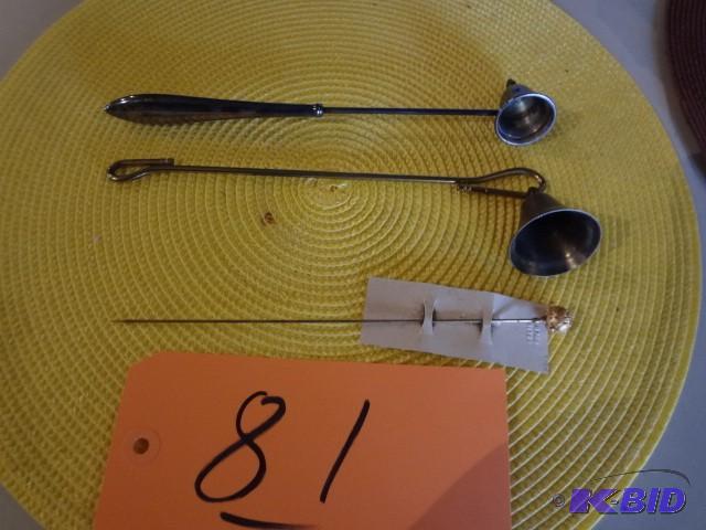 lot 81 image: Candle Snuffers, Gold Hat Pin...
