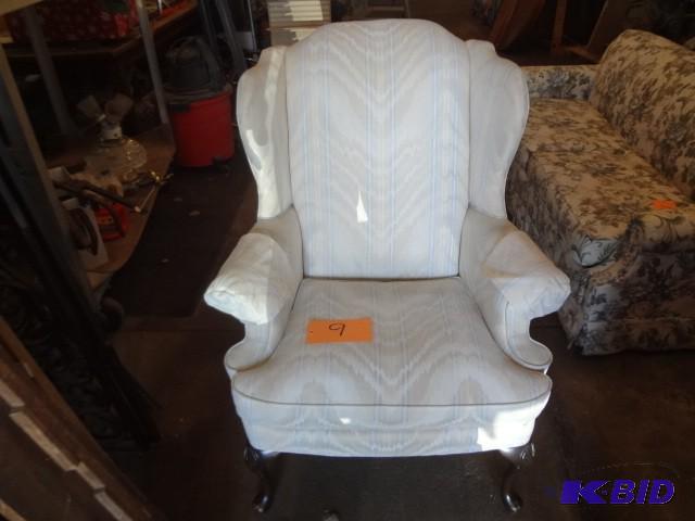 lot 9 image: Wingback Chair, Very clean, slightl...