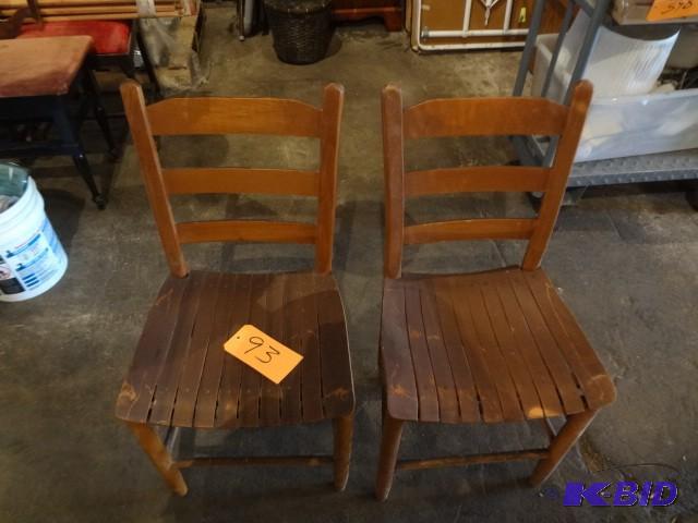 lot 93 image: (2) Slatted Chairs...