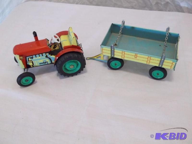 Vintage Pressed Metal Tractor an tr...
