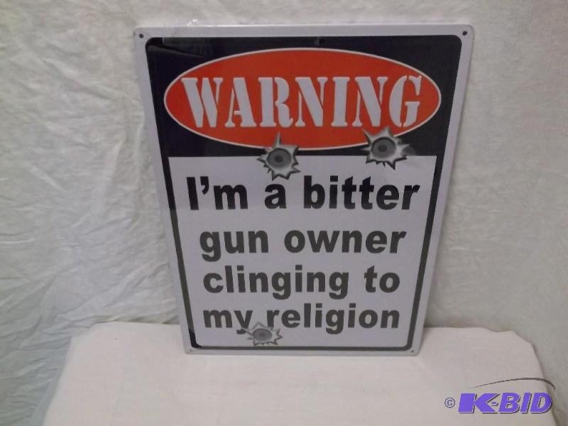 Metal embossed WARNING sign measuri...