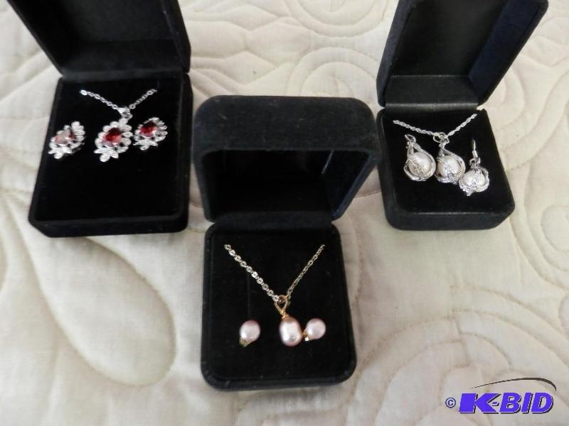 lot of 3, pendant and earring sets ...